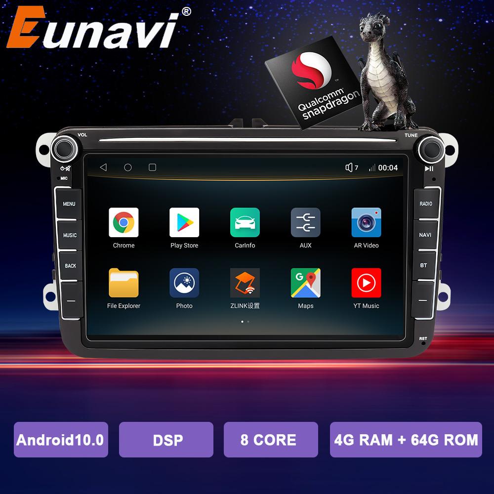 Eunavi Car Multimedia Player Android 10 For Volkswagen/Golf/Polo/Passat/b7/b6/SEAT/leon/Skoda 2Din Car Autoradio Radio Camera