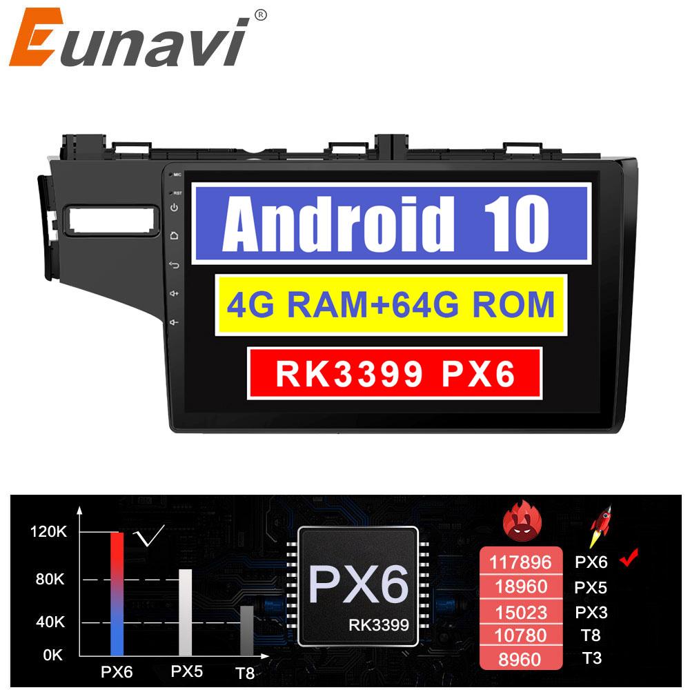 Eunavi 2 din no dvd Car Multimedia Radio Stereo For 2014 2015 HONDA JAZZ FIT Right Hand Drive GPS 4G 64G WIFI BT Android System