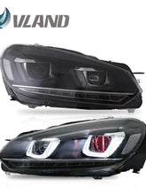 Załaduj zdjęcie do przeglądarki galerii, VLAND Headlamp Car Headlight Assembly For Volkswagen Golf Mk6 GTI/2012-2013 RHD/LHD Light Moving Turn Signal Dual Beam Lens