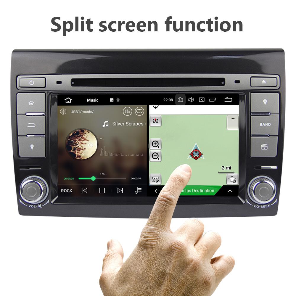 Eunavi Android 10.0 4G RAM Auto-DVD-Player 7'' Autoradio GPS-Navigation für Fiat Bravo 2007 2008 2009 Radio Stereo Bluetooth USB