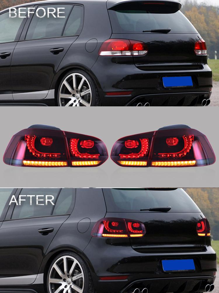 Akcesoria samochodowe VLAND LED tylne światła montażowe na lata 2008-2013 Volkswagen GOLF 6 MK6 GTI 2012-2013 Golf R lampa tylna pełna LED DRL