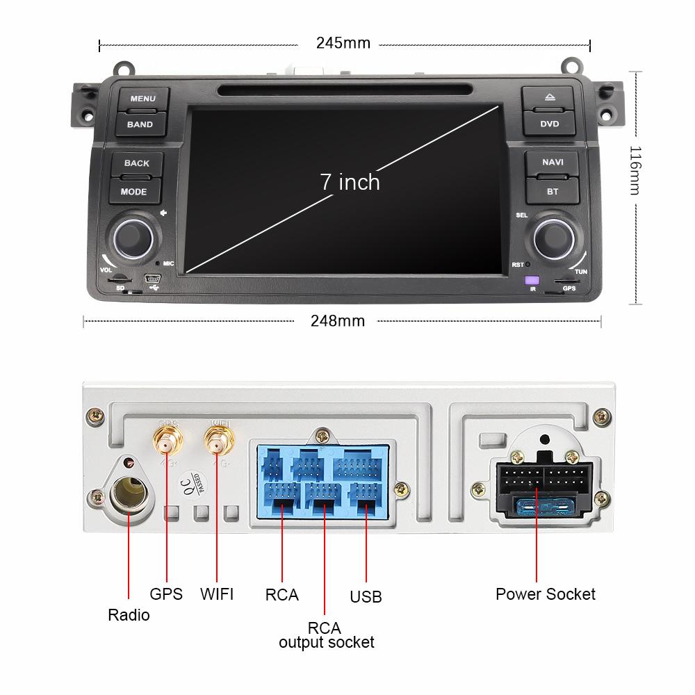 Eunavi 1 din Android 10.0 Auto DVD-Player für BMW E46 M3 Rover 3 Serie 7 Zoll Radio Stereo GPS Navigation Head Unit Wifi DSP USB