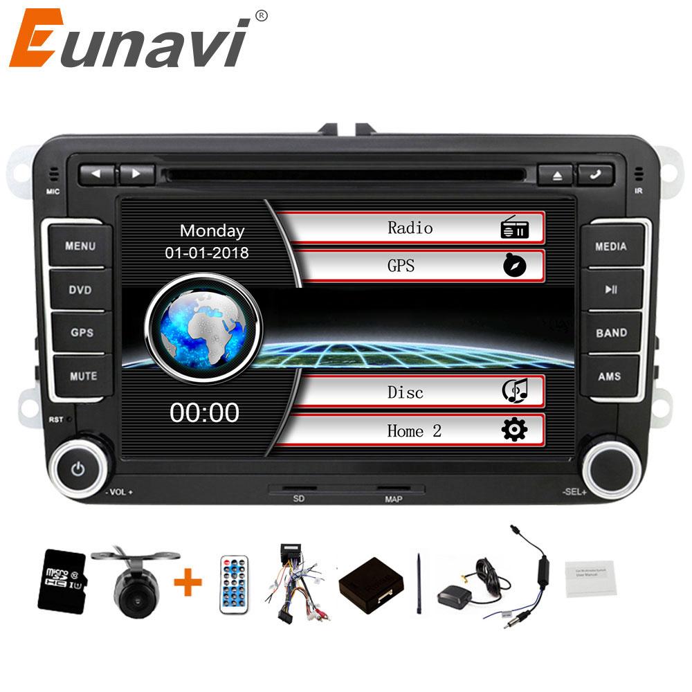 Eunavi 2 din 7 cal samochodowy odtwarzacz dvd odtwarzacz radio stereo GPS dla VW GOLF POLO JETTA TOURAN MK5 MK6 PASSAT B6 bluetooth SWC ekran dotykowy