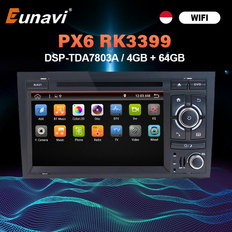 Eunavi 2 Din Car radio multimedia Player Automotivo For Audi A4 S4 2002-2008 2din stereo dvd cd gps navigation 4G 64GB Headunit