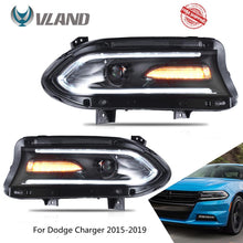 Charger l&#39;image dans la galerie, VLAND Car Headlamp Headlight Assembly Fit For Dodge Charger 2015-2019 Full LED Headlamp With DRL Sequential Turn Signal Light