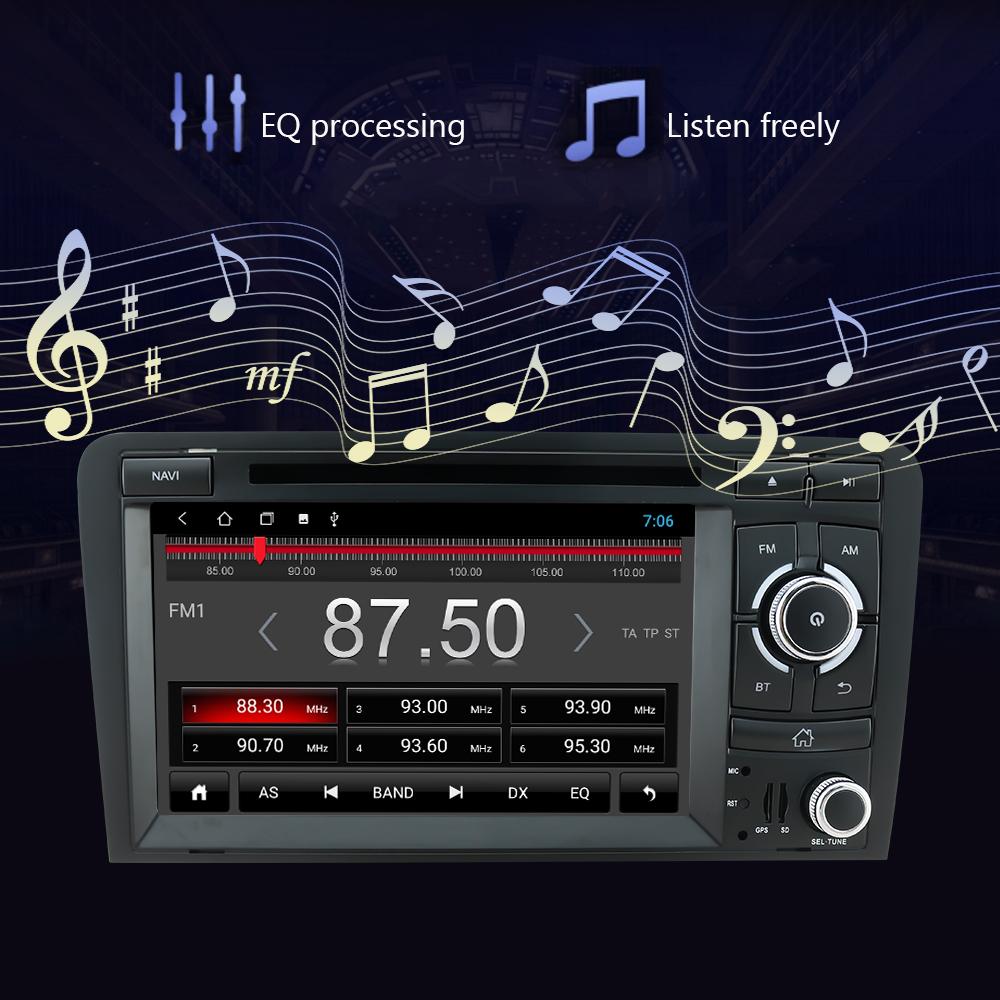 Eunavi Android 2Din Autoradio DVD GPS Auto Player Für Audi A3 8P 2003-2012 S3 2006-2012 RS3 Sportback 2011 Multimedia-Player DSP