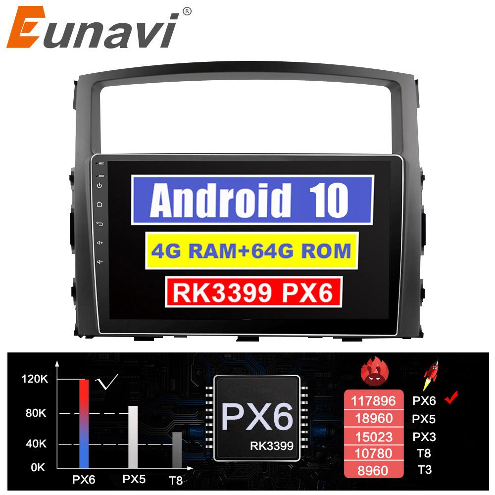 Eunavi 2 Din Car Radio For Mitsubishi Pajero 2006-2014 Multimedia Video Player Unit System 9'' Screen 4G Audio GPS Android 10