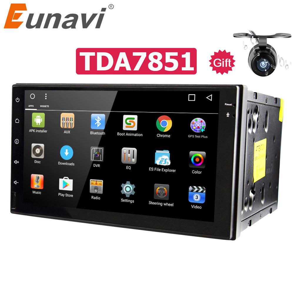 Eunavi 2 din Android 9.0 universal Car Radio stereo gps Navigation 2din headunit 1024*600 HD touch screen multimedia TDA7851 RDS