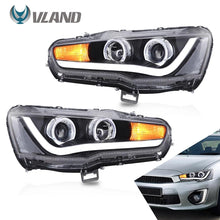 Charger l&#39;image dans la galerie, VLAND car Headlamp Headlight Assembly for Mitsubishi Lancer 2008-2017 Full LED Headlamp with DRL Sequential Turn Signal light