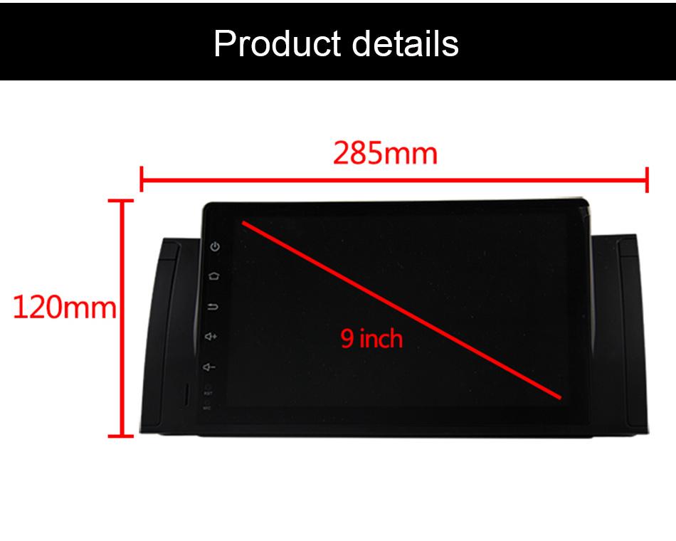 Eunavi Car Multimedia Radio Player For BMW/E39/X5/E53 1din headunit GPS Stereo Android 9 system 4G 64GB 8 CORES 9'' One 1 Din