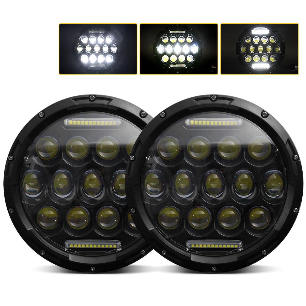 New 7 inch LED Round Headlights DRL Hi Lo Beam Headlamp 4X4 offroad Car Accessories Black(13 Light)