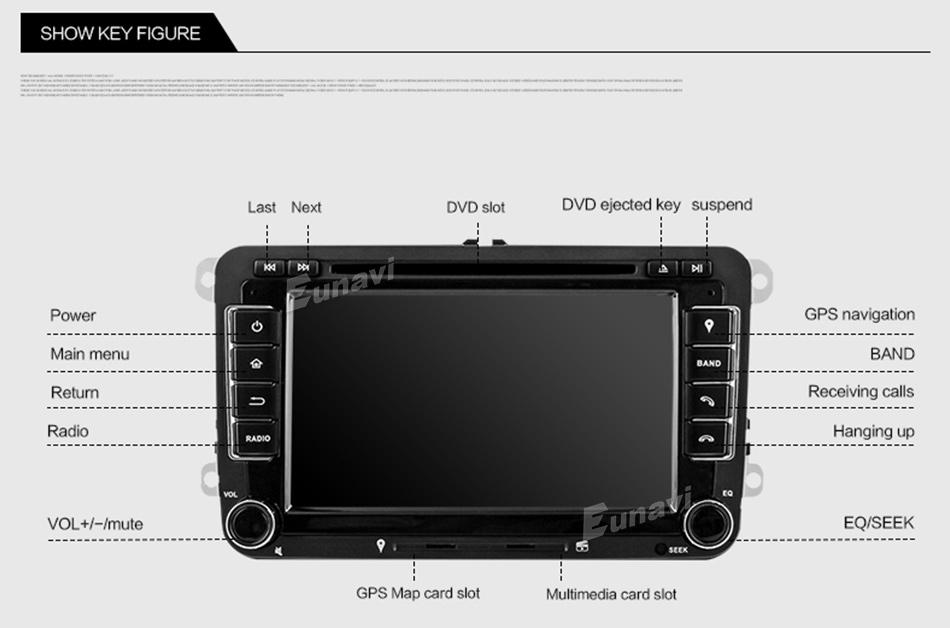 Eunavi 2 Din Android Car DVD Audio Radio Multimedia For VW GOLF 6 Polo Bora JETTA B6 PASSAT Tiguan SKODA OCTAVIA GPS Navigator