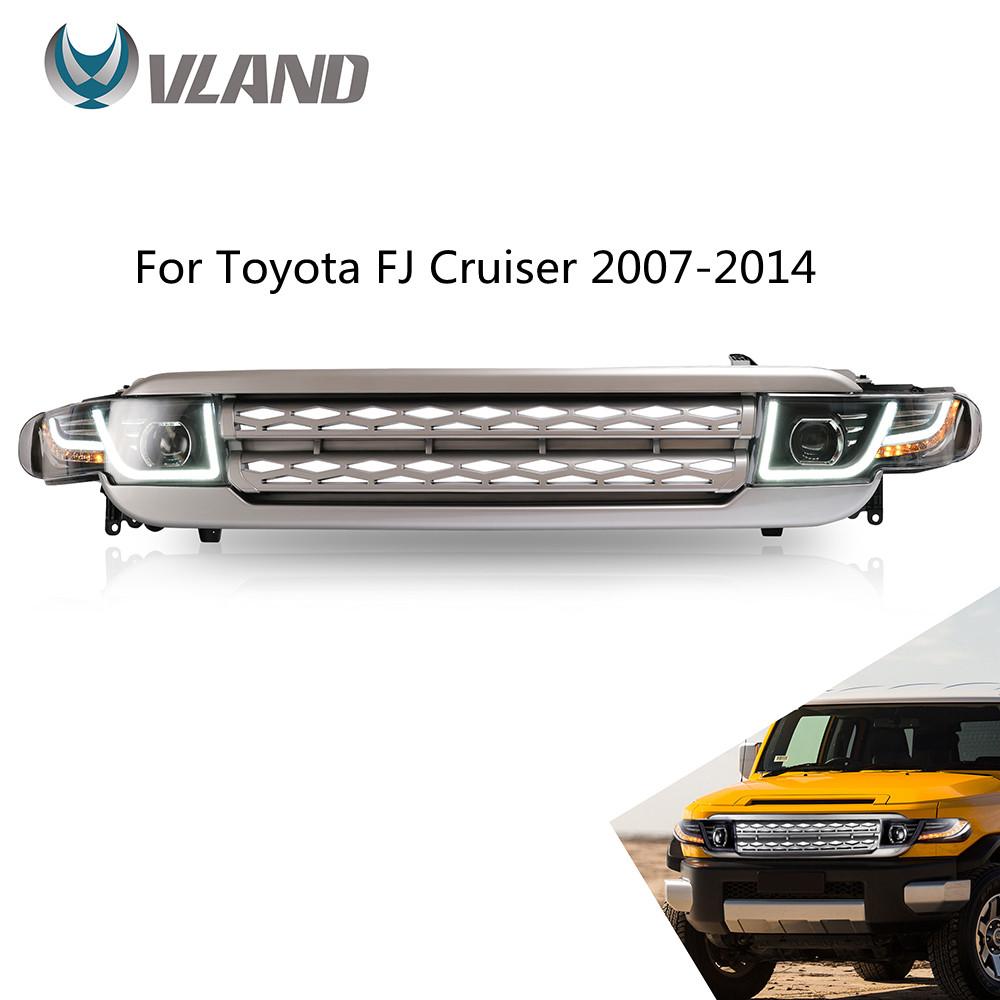 VLAND Headlamp Car Headlights Assembly For Toyota FJ Cruiser 2007-2014 Headlight LED DRL With Moving Turn Signal Dual Beam Lens