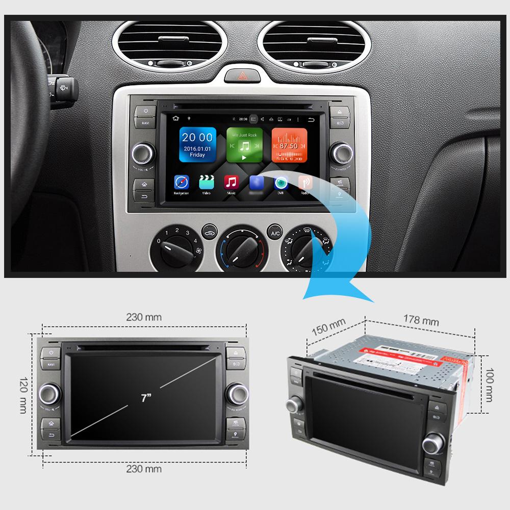 Eunavi 2 Din Android 9 4G 64GB Car Multimedia DVD for FORD S-Max Kuga Fusion Transit Fiesta Focus 2 II gps auto radio player 7''