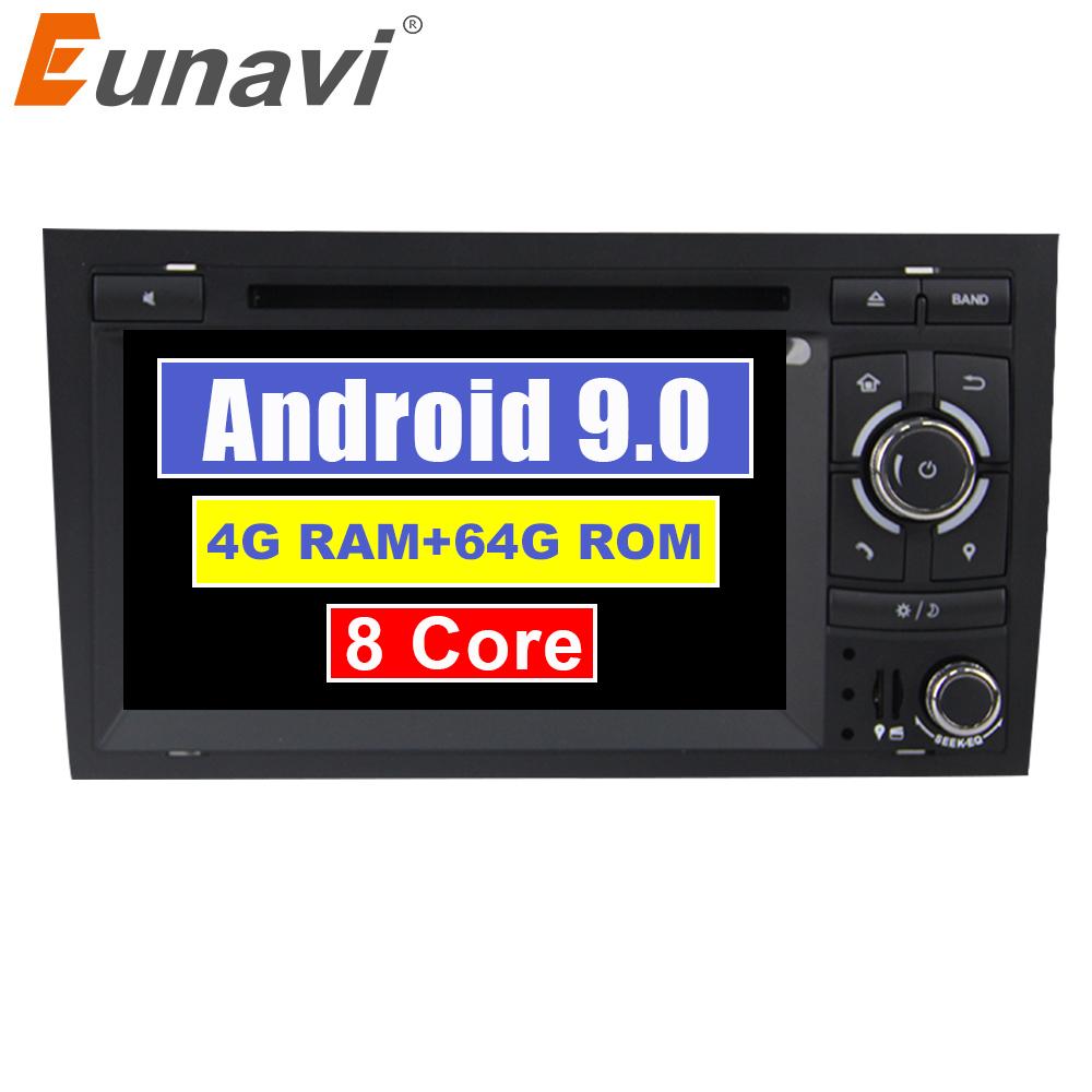 Eunavi 2 din Android 9 GPS 2 Din Autoradio Stereo System For Audi/A4/S4 multimedia 8 Cores 4GB 64GB Car DVD Radio 2din headunit