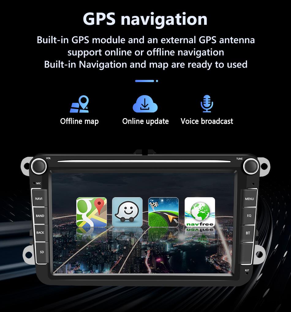 Eunavi 2 Din Android 10 Car Radio GPS For VW Passat B6 B7 CC Polo GOLF 5 6 Touran Jetta Tiguan Skoda Octavia Bora Magotan 4G USB