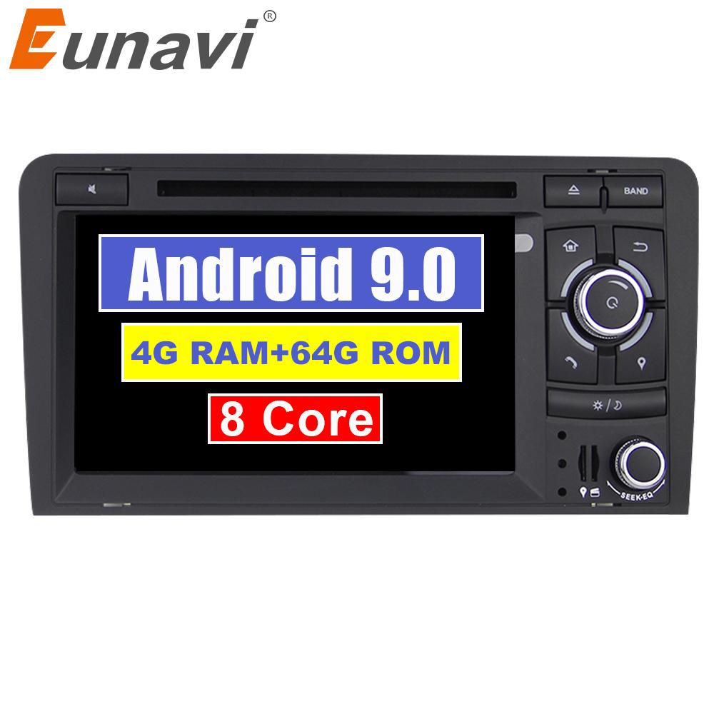 Eunavi 2 din Android 9 samochodowe multimedia odtwarzacz dvd Autoradio Stereo dla Audi A3 S3 radio samochodowe stereo 4G 64GB 1024*600 jednostka główna DSP