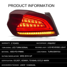 Załaduj zdjęcie do przeglądarki galerii, VLAND Tail Lights Assembly For 2015-2019 Subaru WRX / WRX STI Tail Lamp With Sequential Turn Signal