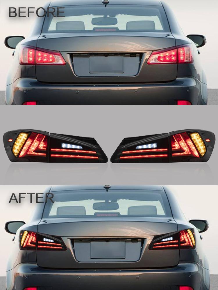 VLAND Car Accessories LED Tail Lights Assembly For Lexus Sedan XE20 IS250 IS350 2006-2013 Full LED Turn Signal Reverse Lights