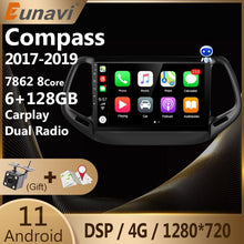 Cargar imagen en el visor de la galería, Eunavi 4G Android 11 car radio stereo multimedia player for Jeep Compass 2017 - 2019 head unit GPS Subwoofer USB 2 din 2din dvd