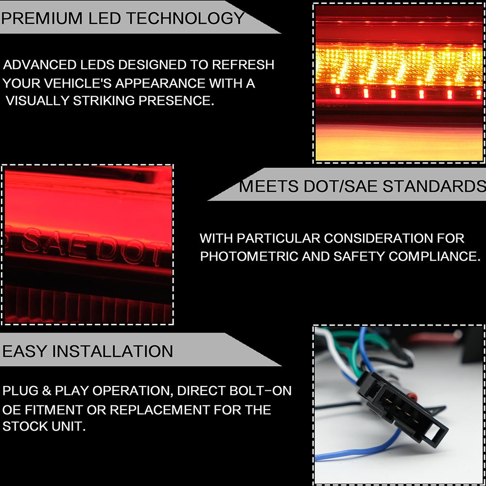 VLAND Tail Lights Assembly For Mitsubishi Lancer EVO X 2008-2019 RED Tail Lamp Assembly With Sequential Turn Signal Full LED