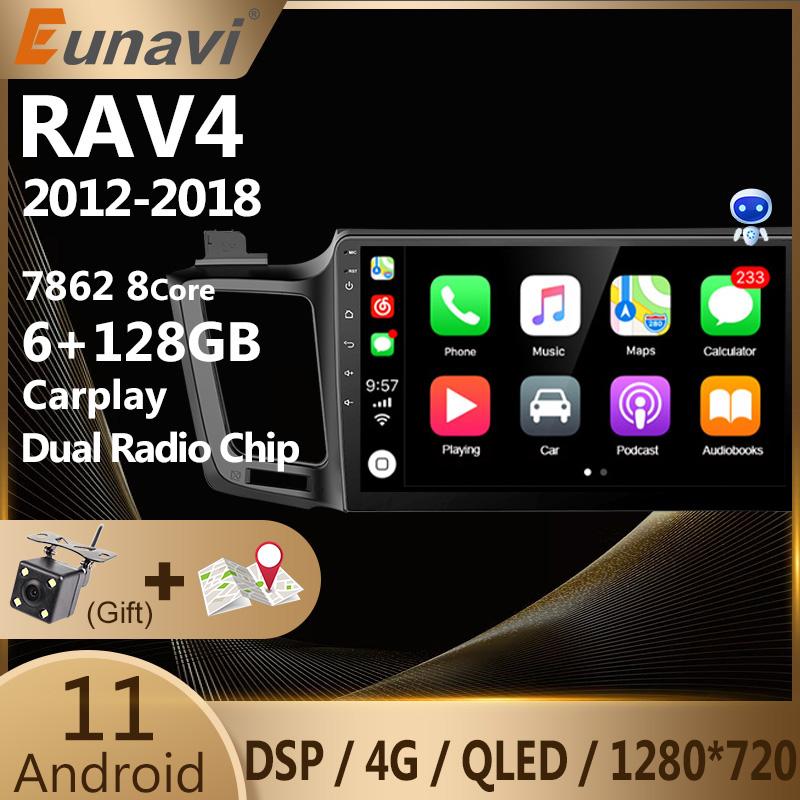 Eunavi 4G Android 11 Car Radio Tap Recorder Multimedia Video Player For Toyota RAV4 2012 - 2018 Head unit DVD GPS 2 Din 2DIN