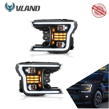 Load image into Gallery viewer, VLAND Headlamp Car Headlights Assembly for Ford F-150 2018 2019 Head light with moving turn signal Dual Beam Lens Plug-and-play