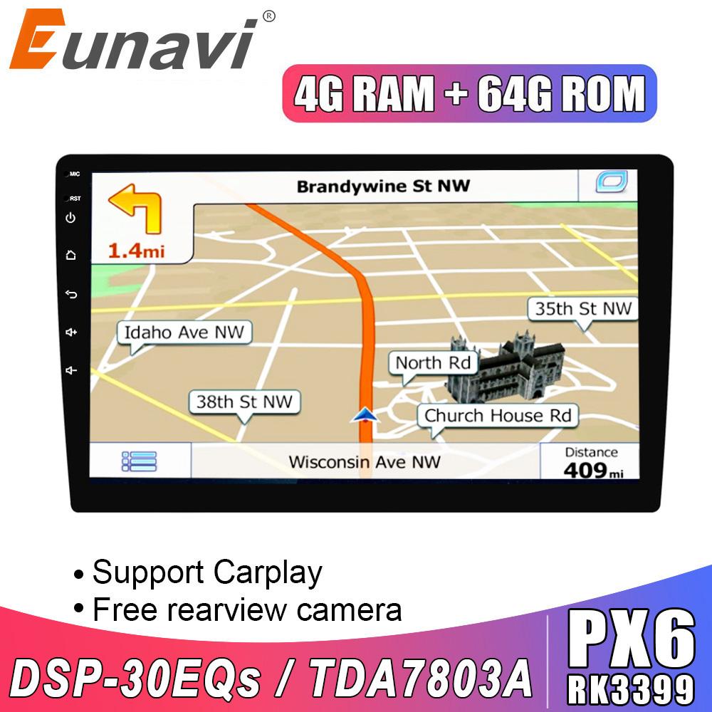 Eunavi 2 Din Android 9.0 universal Car Radio Stereo 8 CORES Multimedia Player GPS Navigation Audio tda7851 autoradio video