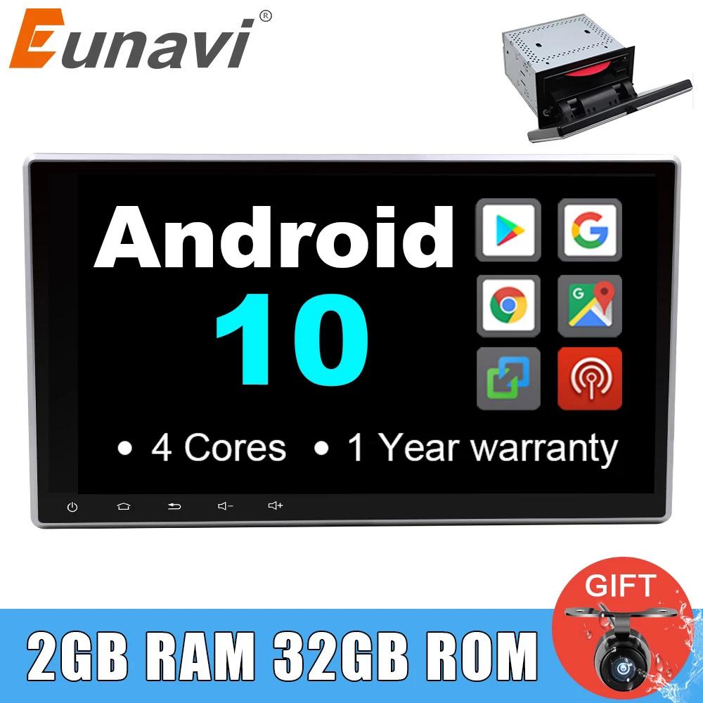 Eunavi 10.1'' 2 Din Universal Android 10 Car DVD Radio multimedia GPS Navigation 2din Headunit 1024*600 touch screen RDS usb