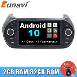 Eunavi 1din Car radio stereo Multimedia Android 10 For FIAT/Fiorino/Qubo/Citroen/Nemo/Peugeot/Bipper GPS Navigation RDS wifi