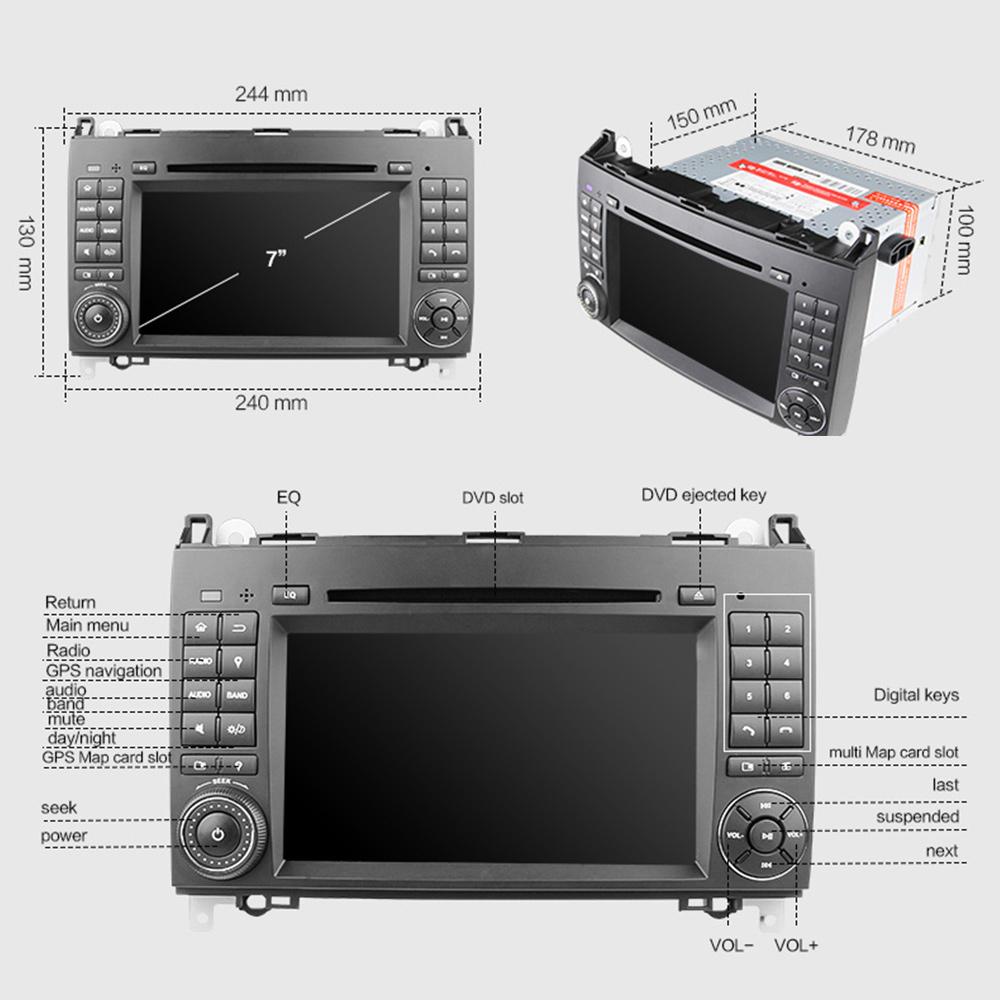 Eunavi 2 din Android 9 Car multimedia For Mercedes Benz Sprinter Vito W169 W245 W469 W639 W906 B200 DVD auto radio gps 4G 64GB