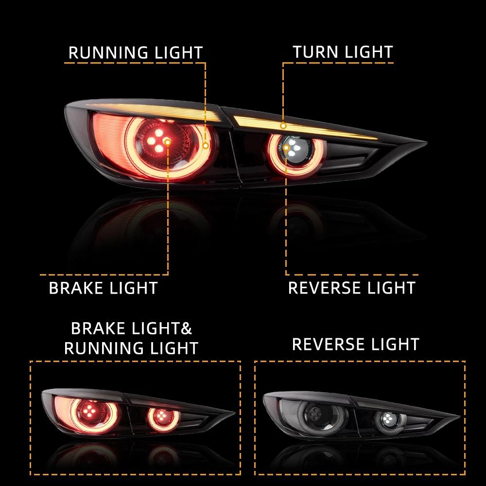 Tylne światła LED dla Mazda 3 AXELA wędzone z dynamicznym kierunkowskazem światła cofania DRL akcesoria samochodowe2014-2018