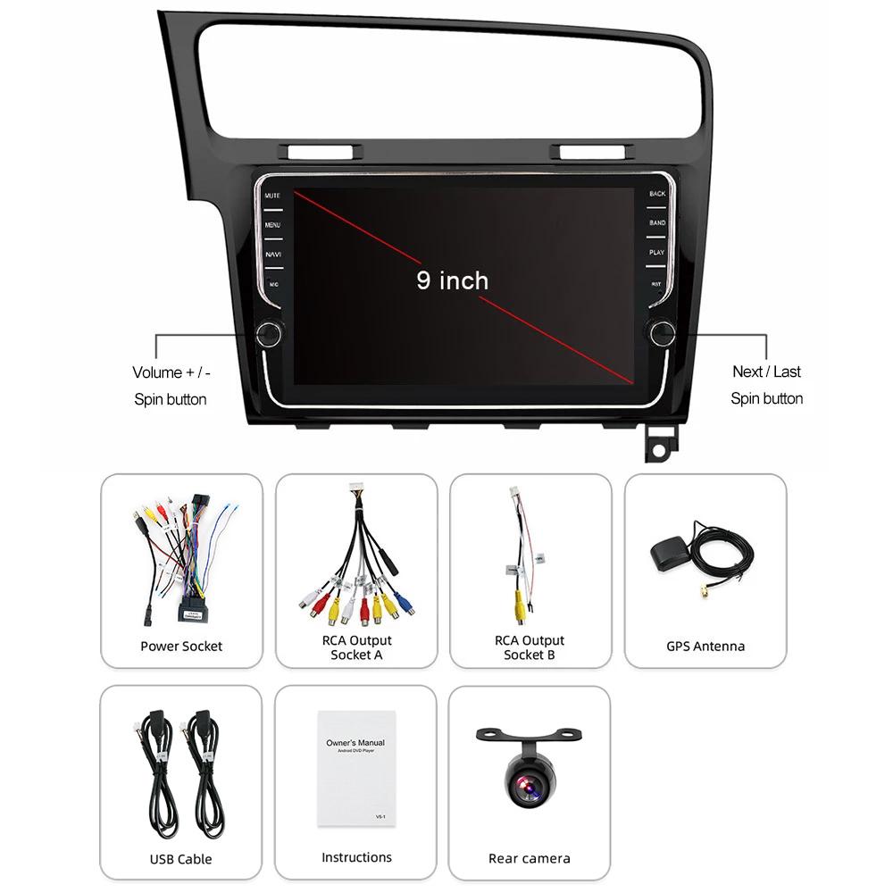 Eunavi 2Din Android Car Radio GPS for VW Volkswagen Golf 7 Golf7 2013- 2015 Multimedia player TDA7851 WIFI RDS Auto Audio Stereo