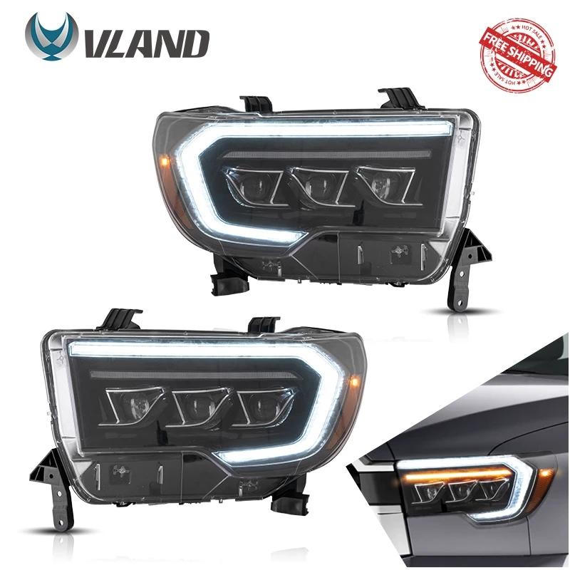 VLAND Car Lamp Assembly For Toyota Tundra 2007-2013/ For Toyota Sequoia 2008-2018 Full LED Headlight With Start-up Animation DRL