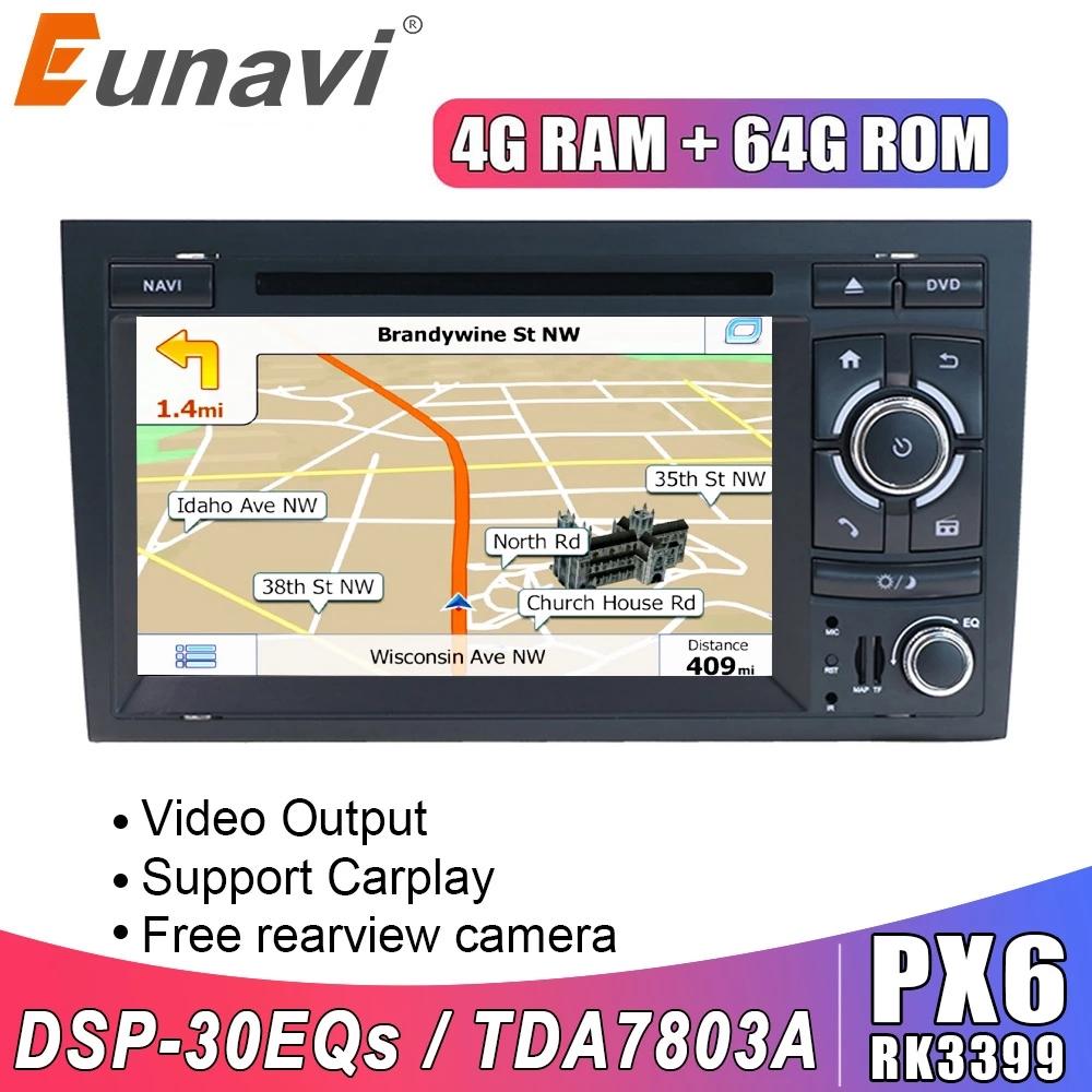 Eunavi 2 Din Car radio multimedia Player Automotivo For Audi A4 S4 2002-2008 2din stereo dvd cd gps navigation 4G 64GB Headunit