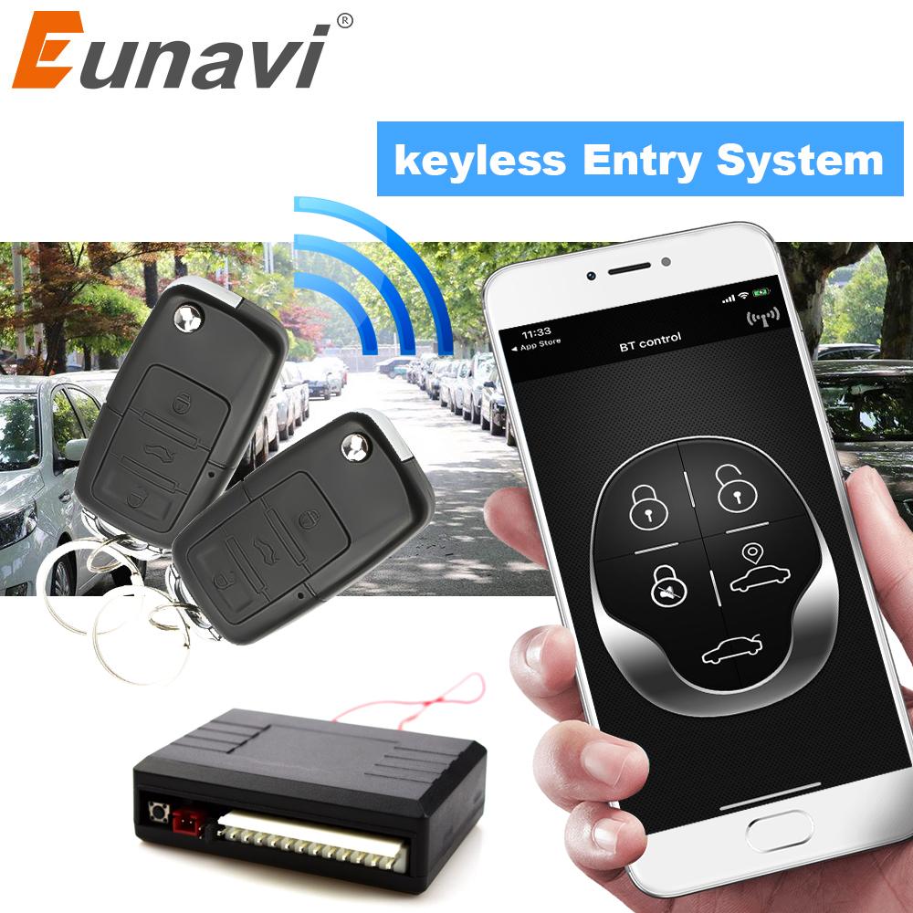 Eunavi Universal Car alarm system Auto Door Remote Central Control Lock Locking Keyless LED Keychain Central Kit Door Lock 256bt