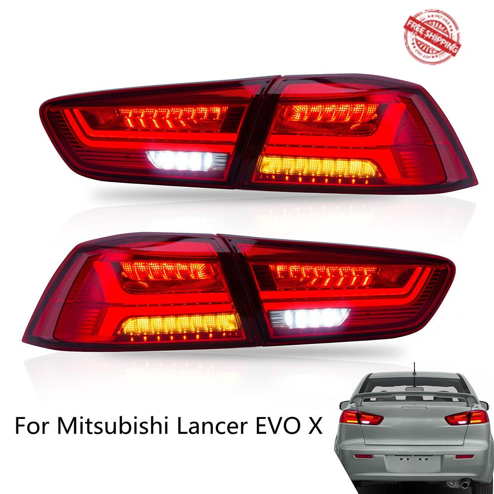 VLAND Tail Lights Assembly For Mitsubishi Lancer EVO X 2008-2019 RED Tail Lamp Assembly With Sequential Turn Signal Full LED