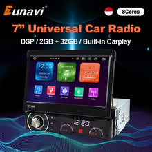 Load image into Gallery viewer, Eunavi 1 Din Android 9.0 Octe Core Car DVD Player For Universal GPS Navigation Stereo Radio WIFI MP3 Audio USB SWC 2GB 32GB