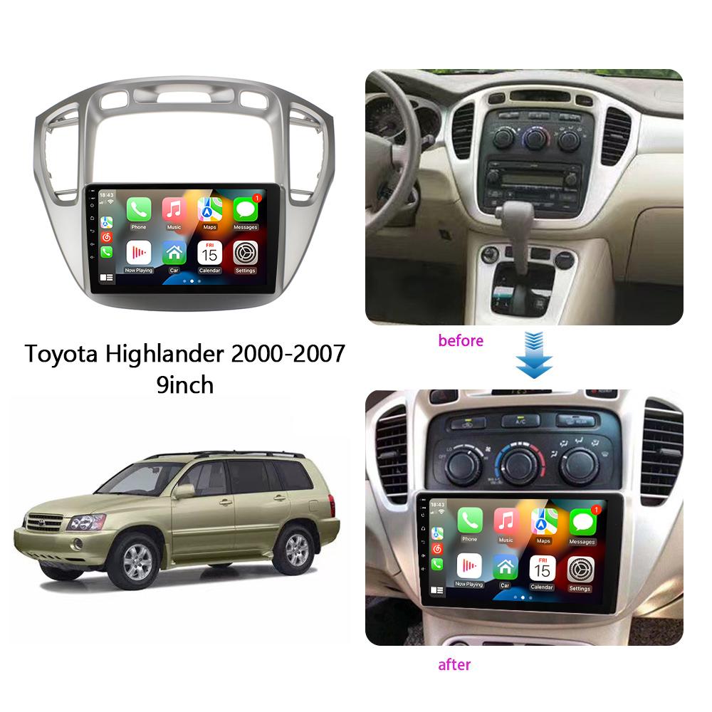 Eunavi 4G 2DIN Android Auto Radio GPS For Toyota Highlander 1 XU20 Kluger 2001-2007 Car Multimedia Video Player Carplay 2 Din