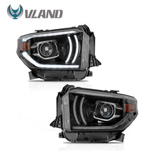 Cargar imagen en el visor de la galería, VLAND Headlamp Car Headlights Assembly for Toyota Tundra LED Projector Headlights LED DRL with moving turn signal Dual Beam Lens