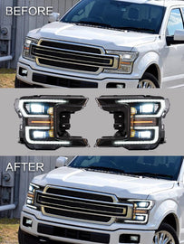 VLAND Headlamp Car Headlights Assembly for Ford F-150 2018 2019 Head light with moving turn signal Dual Beam Lens Plug-and-play