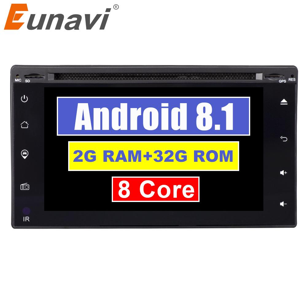 Eunavi 2 Din 6.2'' Android 8.1 Universal Car DVD Radio Multimedia Player Quad core 2Din Stereo GPS Navigation touch screen usb