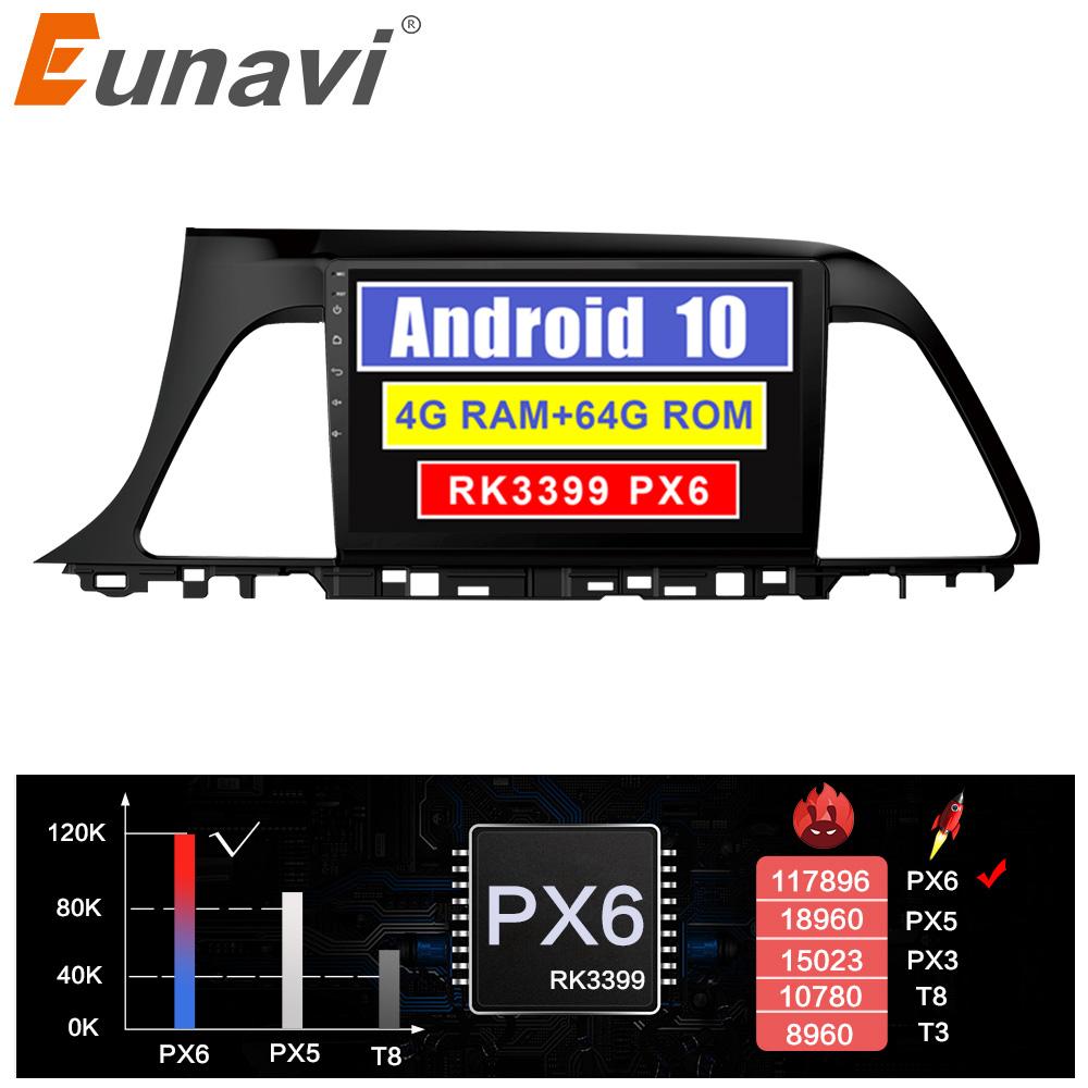 Eunavi 2Din Car Radio Android 10 GPS Stereo For Hyundai Sonata 2015 2016 2017 multimedia navigation tda7851 head unit RDS