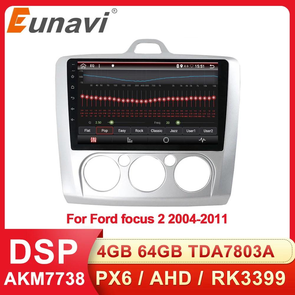 Eunavi 2 Din Android Car Radio Multimedia Player GPS For ford focus 2 3 Mk2 Mk3 2004-2011 hatchback 2din Audio 9'' Headunit DSP