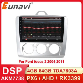 Eunavi 2 Din Android Car Radio Multimedia Player GPS For ford focus 2 3 Mk2 Mk3 2004-2011 hatchback 2din Audio 9'' Headunit DSP