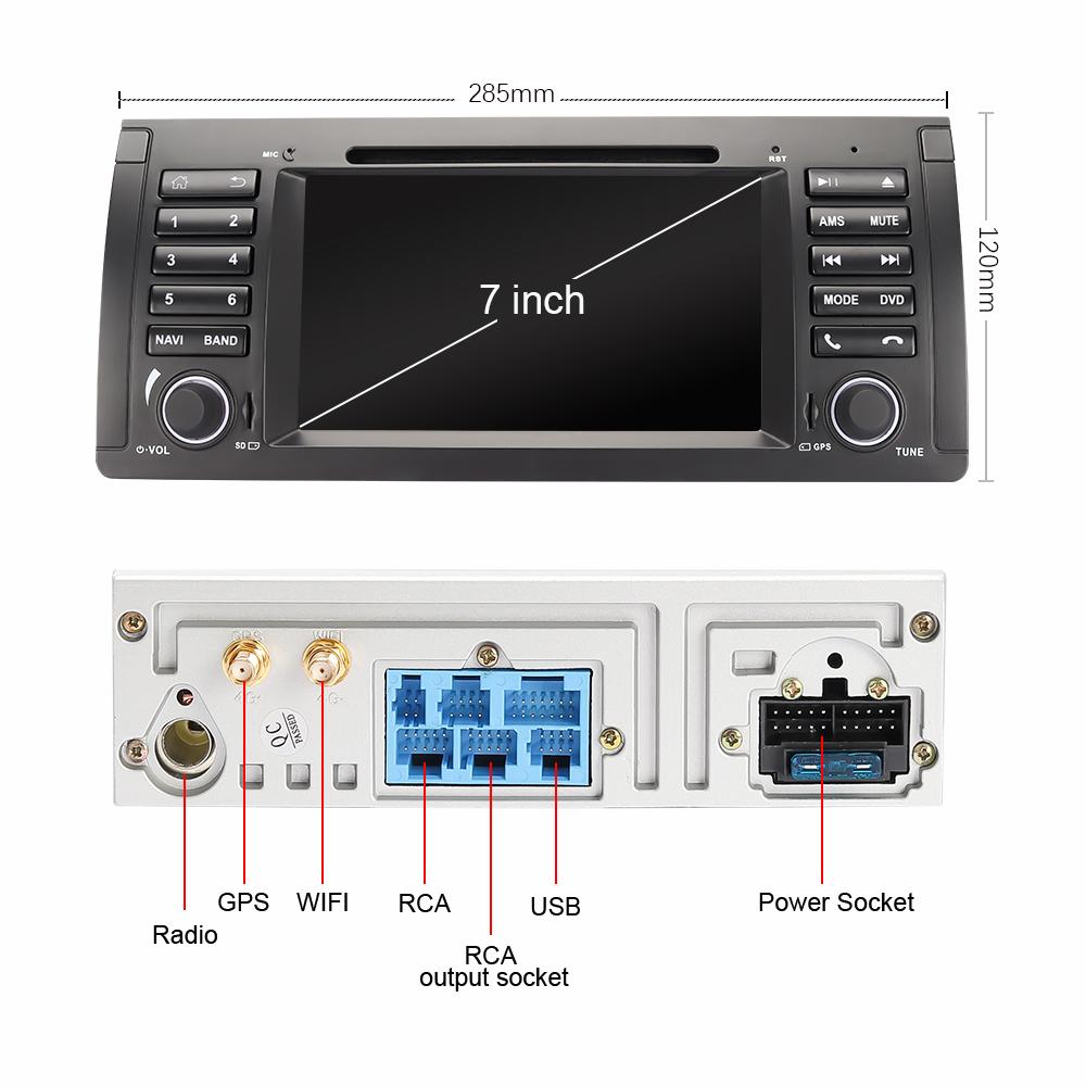 Eunavi 1 din 7'' Android 10.0 Car dvd player For BMW E53 E39 X5 Quad core Auto radio Car Multimedia Stereo with DSP WIFI BT SWC