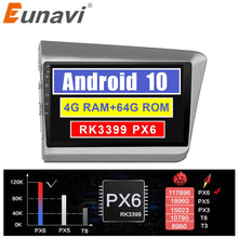 Cargar imagen en el visor de la galería, Eunavi Car Radio Multimedia Video Player Navigation GPS For Honda Civic 2012-2015 2 din dvd raido PX6 4G+64G Android 10