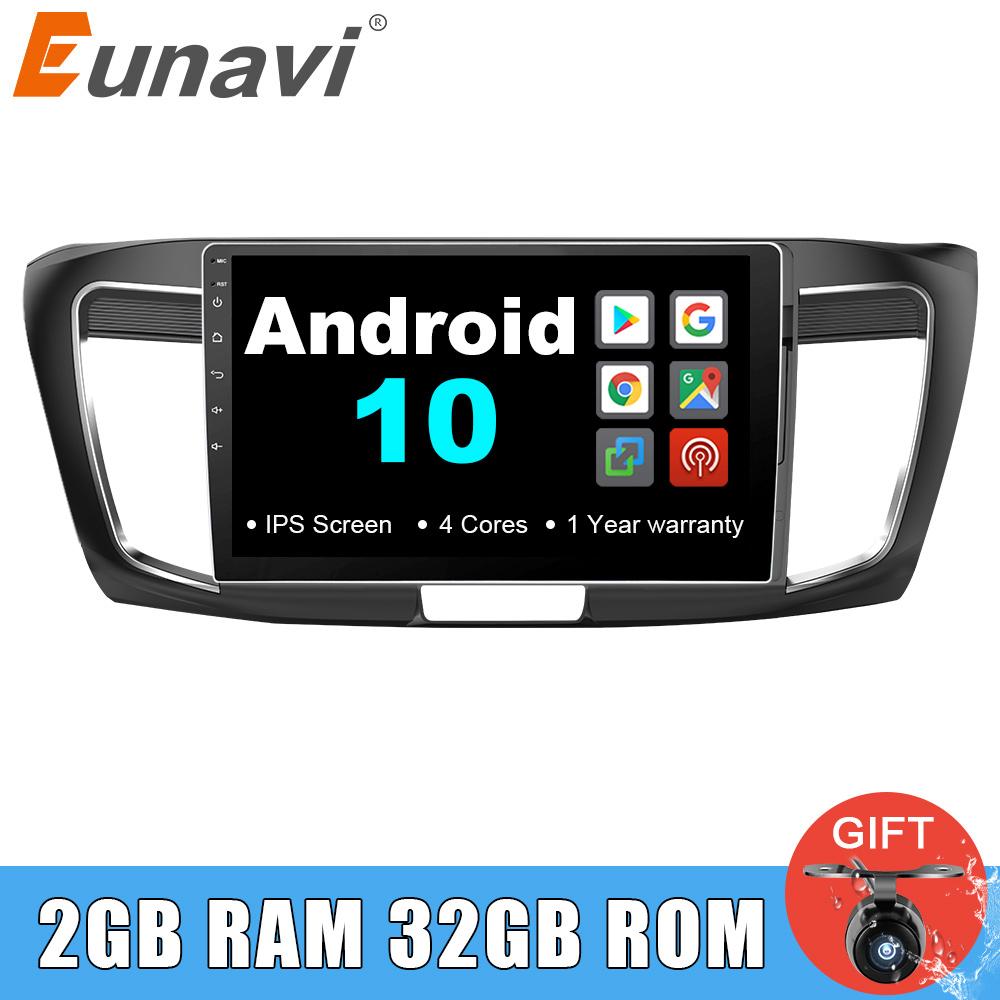 Eunavi 2 din Android 10 Car Radio Multimedia Player For Honda Accord 9th 2013-2016 GPS Navigation touch screen 1024*600 RDS WIFI