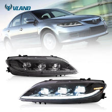 Laden Sie das Bild in den Galerie-Viewer, VLAND Car Lamp Assembly For Mazda 6 Headlight 2003-2015 With Start Up Animation DRL Full LED Front Lights Sequential Turn Signal