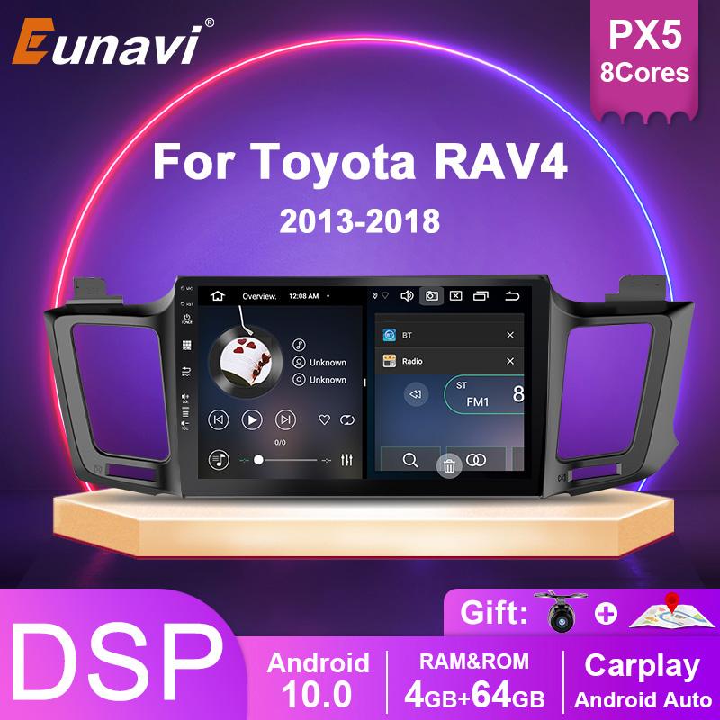 Eunavi Android 10 Autoradio For Toyota RAV4 2013 2014 2015 - 2018 Car Radio Multimedia Video Player GPS Navi 4G 64G No 2 din DVD